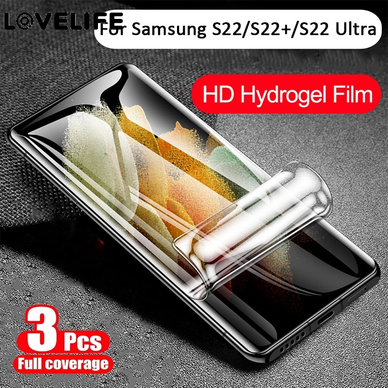 3pcs Pelindung Layar Hydrogel TPU Full Cover Tahan Ledakan Untuk Samsung Galaxy S22 / S22 Plus / S22 Ultra