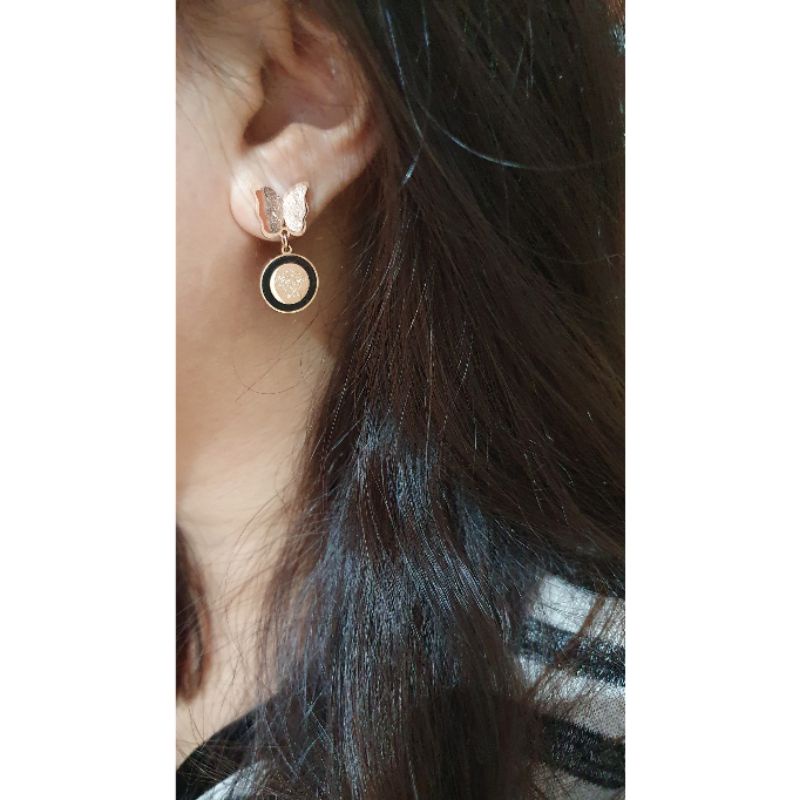 Anting Titanium asli anting giwang titanium kupukupu Stainless steel Rosegold antt 025