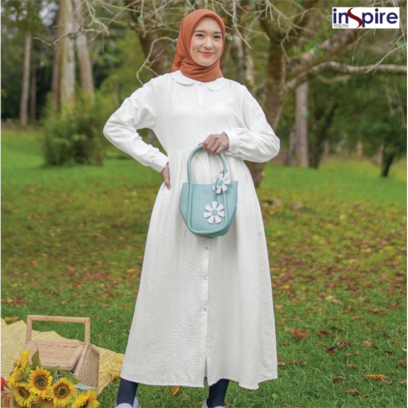 Midi Dress by Inspire, Midi Dress Putih, Gamis Remaja, Gamis Putih, Baju Remaja, Midi Dress Murah