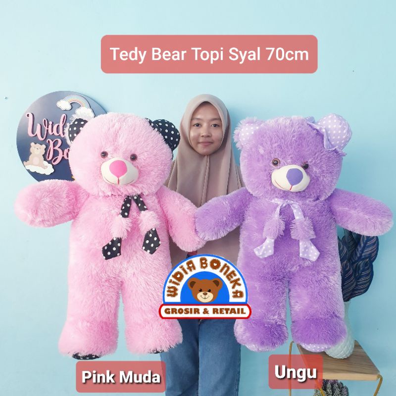 Boneka Teddy Bear XXL Topi Syal