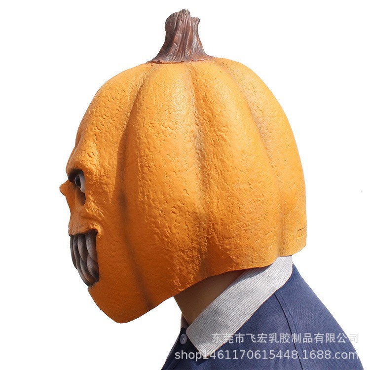 TOL-45 topeng latex karet full orange pumpkin mask halloween