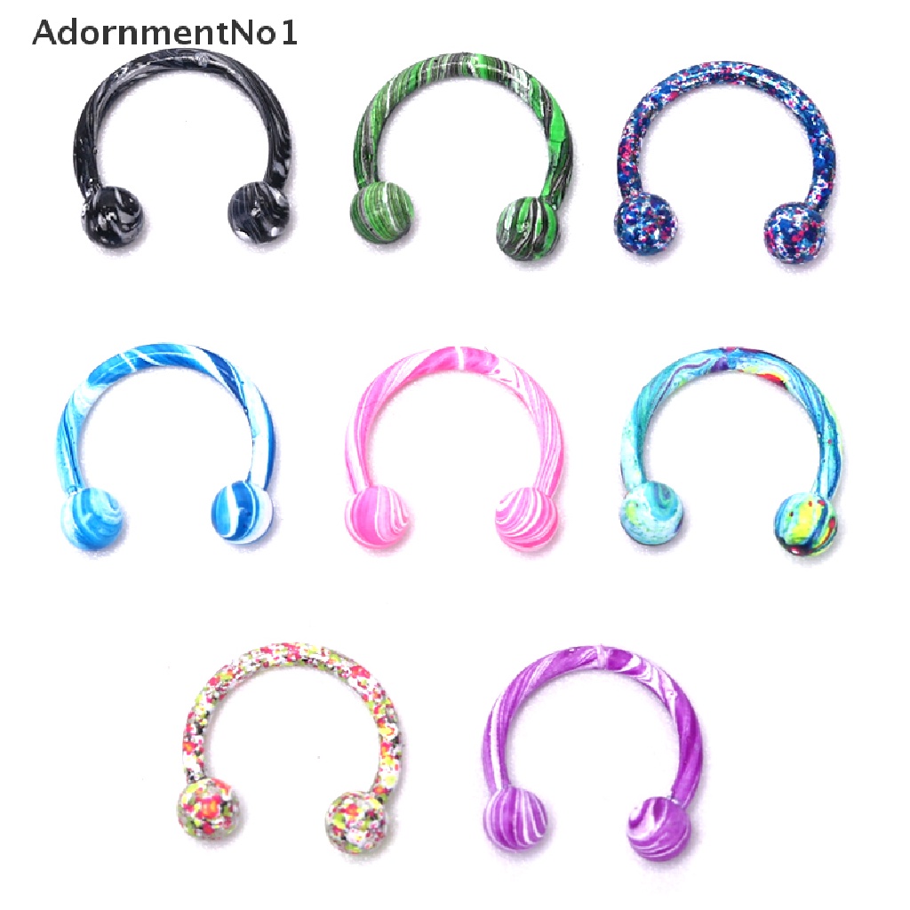 (AdornmentNo1) 8pcs / Set Cincin Tindik Hidung / Tubuh Bahan Baja Desain Sepatu Kuda Untuk Pria / Wanita