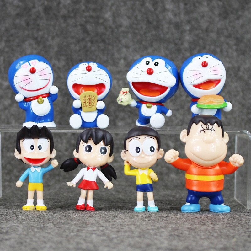 DORAEMON set isi 8 pcs - Action Figure Miniatur Pajangan Topper Kue Nobita Dekorasi