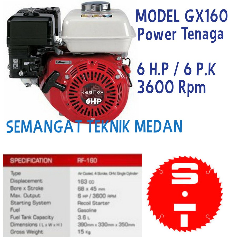 RF-160 MESIN ENGINE PENGGERAK SERBAGUNA RF 160 6HP REDFOX RED FOX