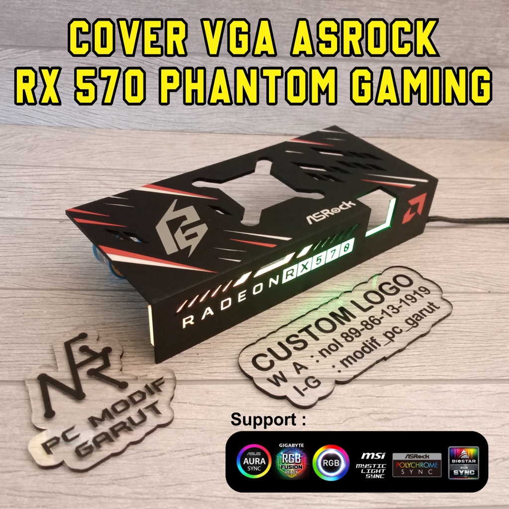 cover vga asrock rx 570 phantom gaming backplate custom logo untuk vga lain juga bisa