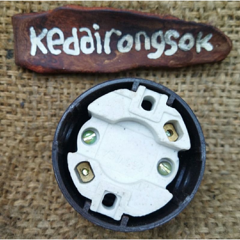 saklar lampu listrik putar rumah lama terminal keramik - antik - jadul - vintage - kuno - lawas