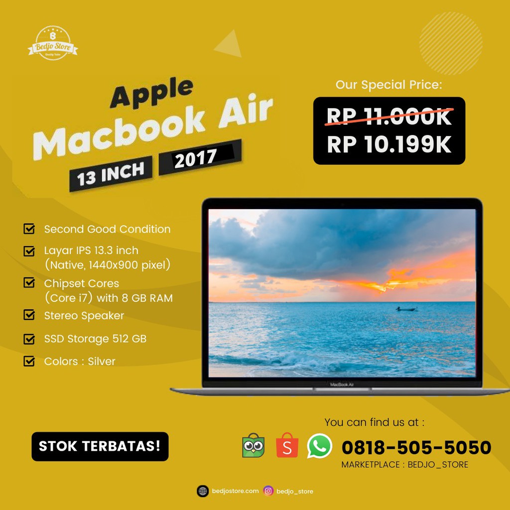 MacBook Air Second 13-Inch "Core i7" Mid-2017 512Gb SECOND ORIGINAL