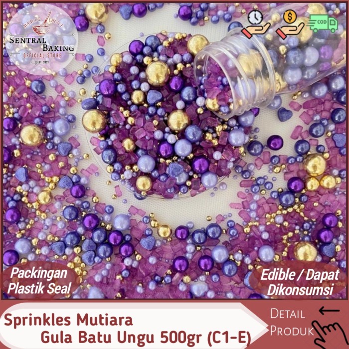 

Sprinkle Kue Mutiara Gula Batu Ungu 500gr (C1-E) / Springkel Springkle