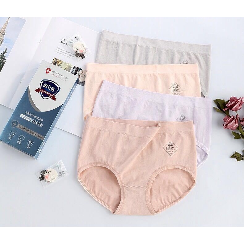 Celana dalam antibakteri graphene wanita Seamless 4pcs dapat Premium BOX