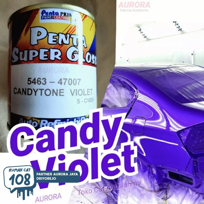 

Rumah Cat - Cat Penta Super Gloss Candytone Violet 200ml / Candy Tone Transparan Duco Sepeda Motor Mobil Semprot Kendi Kenditon Duko Diko Ungu | Rumah Cat Mobil dan Motol