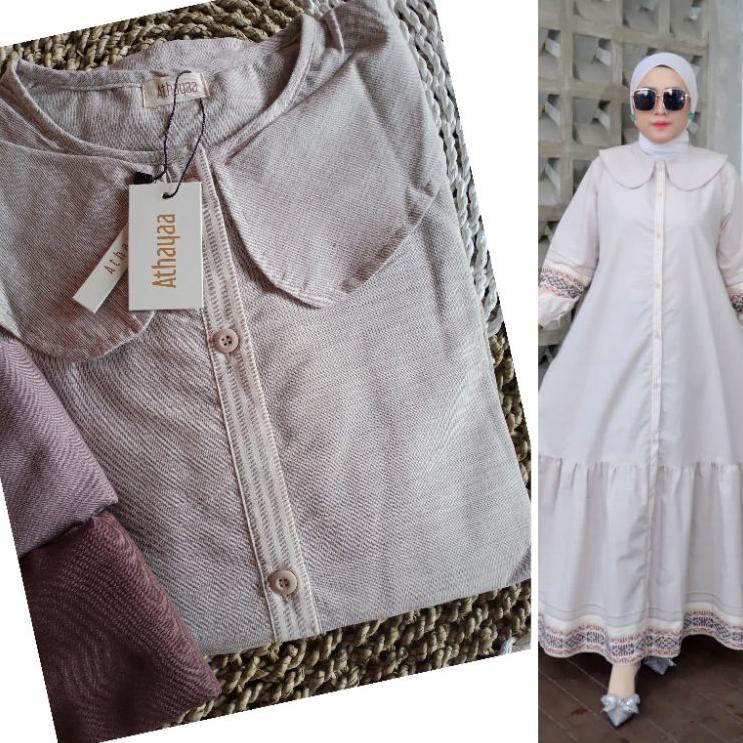 (READY) DRESS GAMIS TRISET ATHAYAA TERBARU - Katun Triset Blouse Katun Premium Tunik Gamis Wanita te