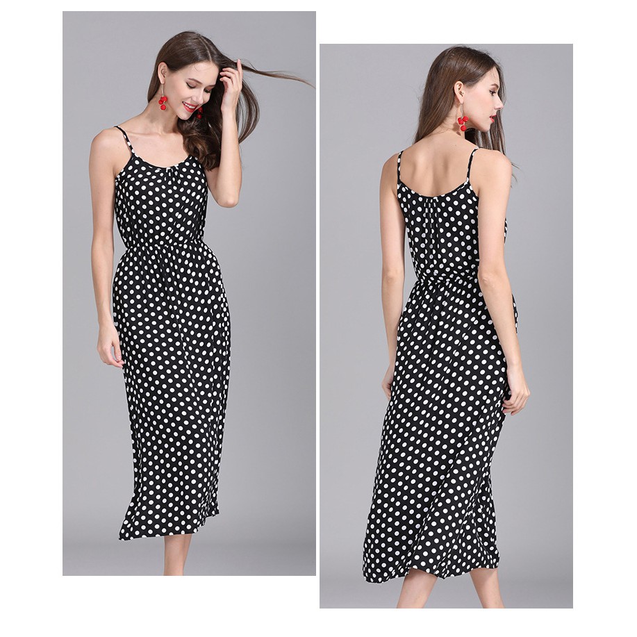 polkadot dress / dress panjang /pakaian online