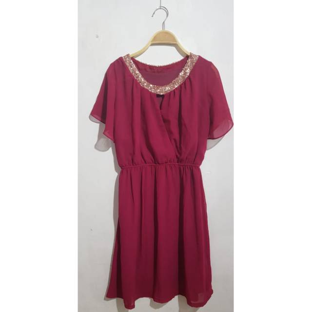 Preloved - Dress Pink Fanta Bahan Sifon Halus
