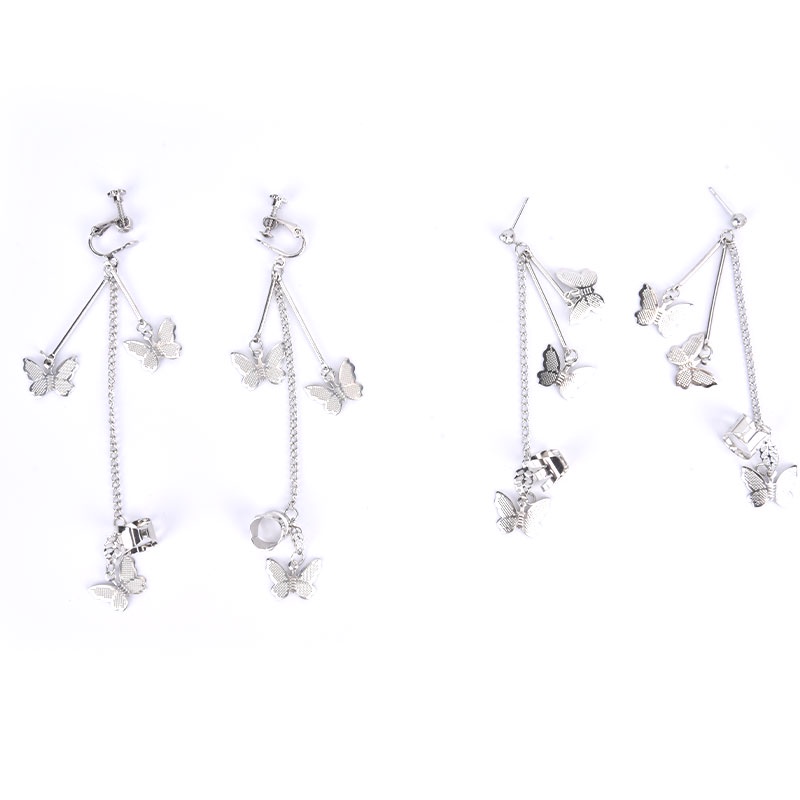 Hbid Anting Klip Kait Bentuk Kupu-Kupu Bahan Stainless Steel Untuk Wanita