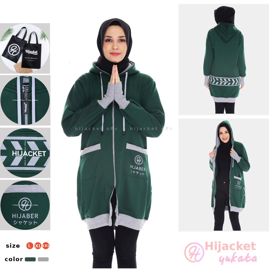 HIJACKET YUKATA | JAKET WANITA RIA RICIS kekinian gaya casual | hijaket warna terlengkap-yukata hijau gelap