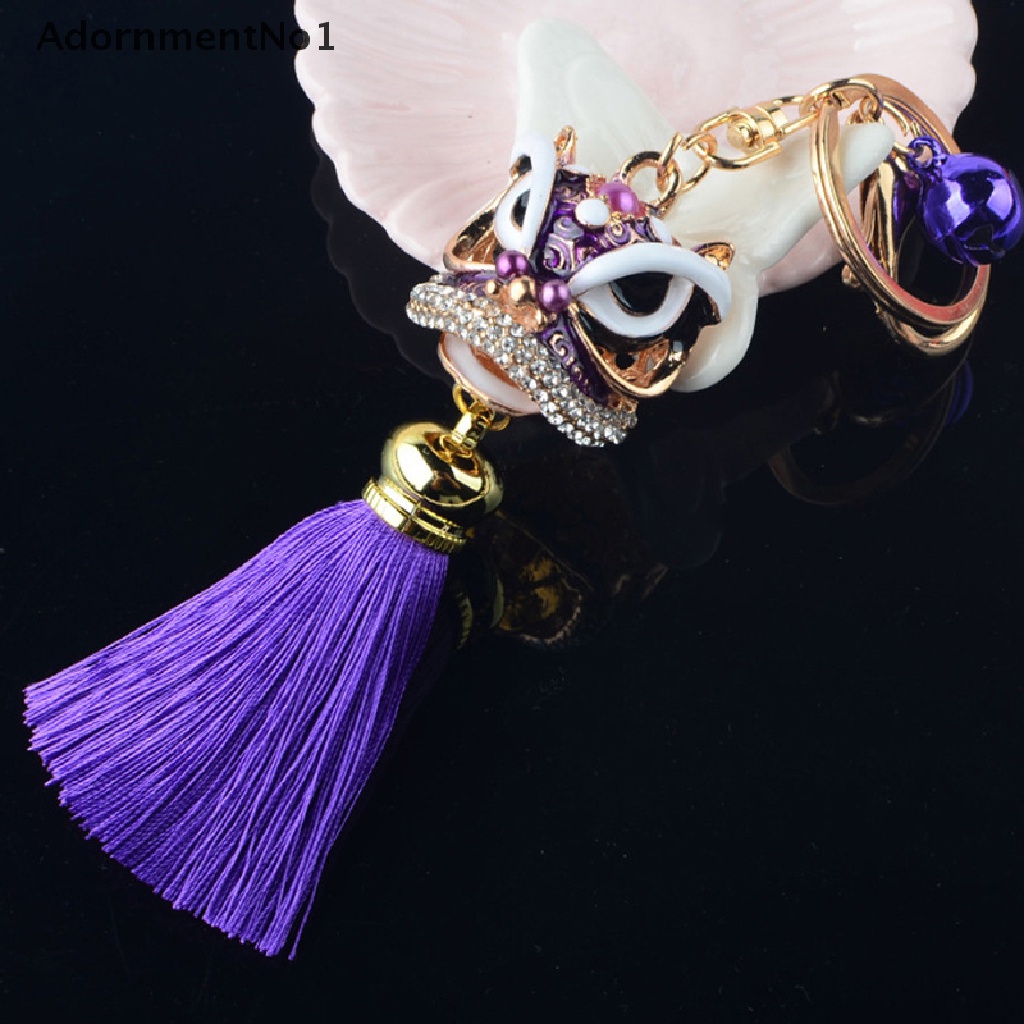 [AdornmentNo1] 1Pc Chinese Festival Lion Dance Car Keychain Crystal Lucky Mascot Key Chain [new]