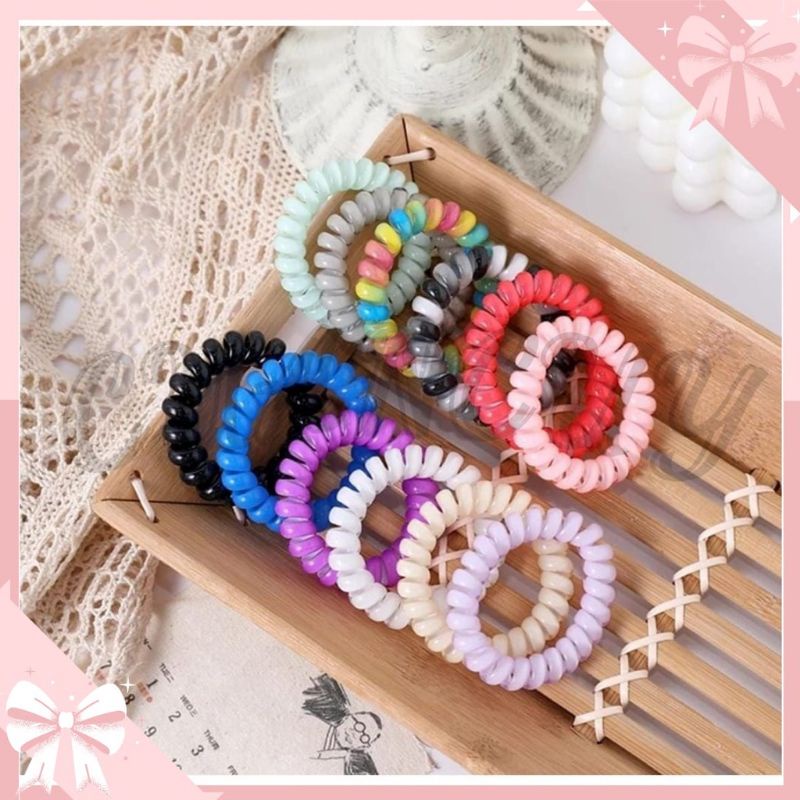 IKAT RAMBUT SPIRAL KUNCIRAN RAMBUT KOREA SEPERTI KABEL TELEPON GRATIS ONGKIR MURAH BANGET ISI 1PCS
