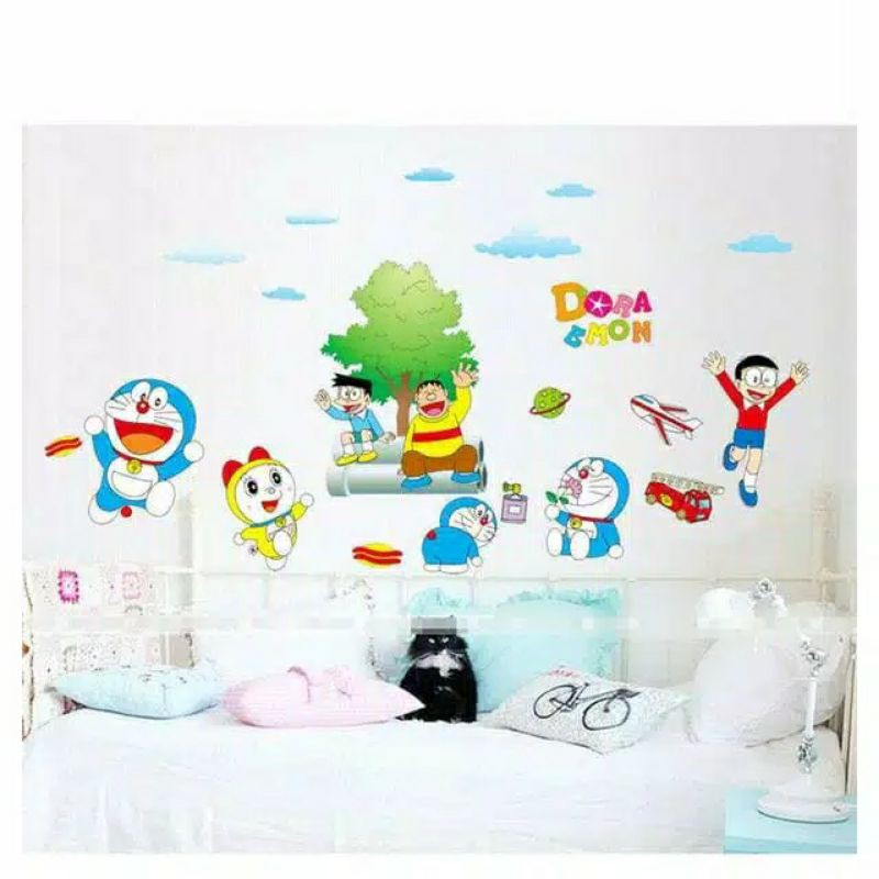 DORAEMON N FRIENDS wallsticker 60x90 wallstiker transparan hokkyshop