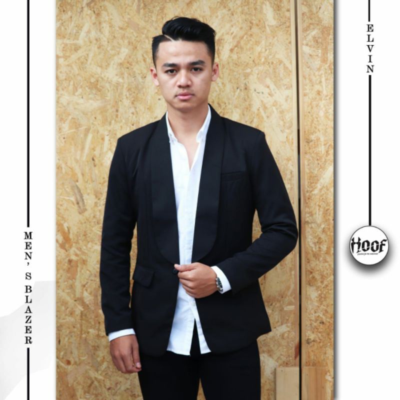 BLAZER PRIA ELVIN BLACK - Jas Cowok Casual Hitam Korea Anak Muda Stylish Fashionable Resepsi Perform