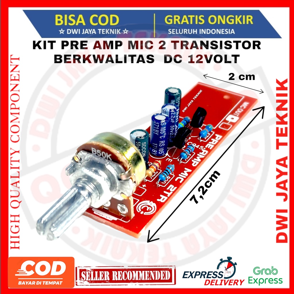 KIT PRE AMP MIC 2 TRANSISTOR EXCELLENT