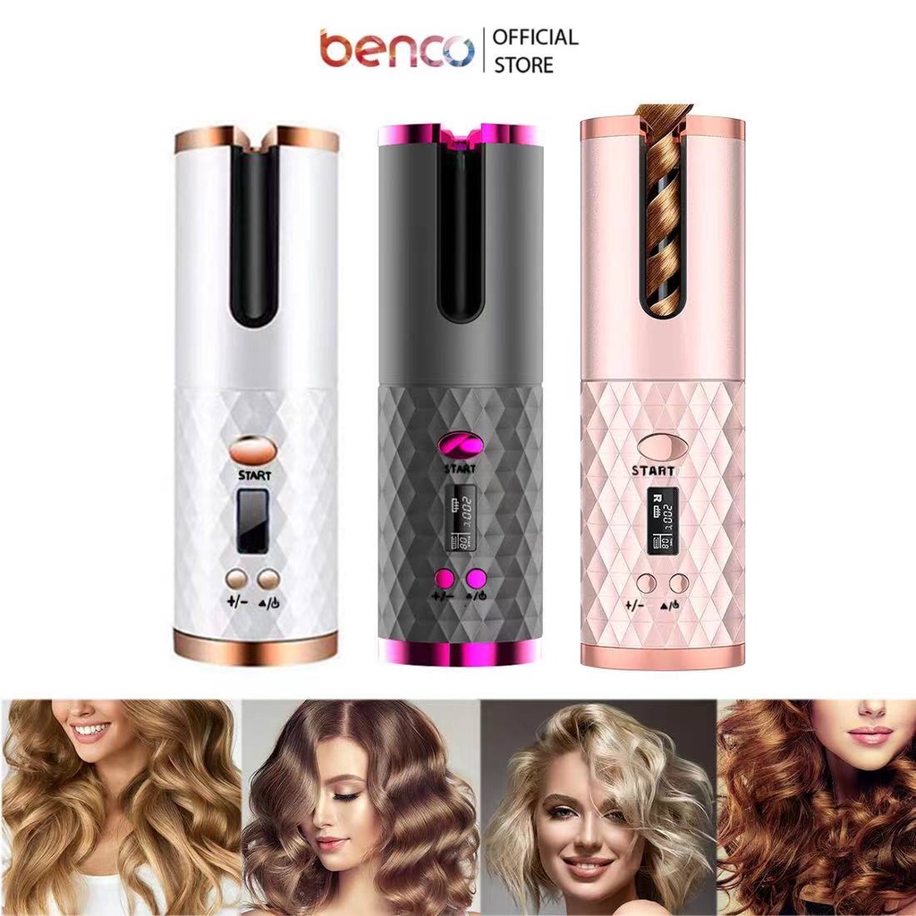 BENCO Catokan Keriting Portable 5000mAh Tanpa Kabel Curling Iron