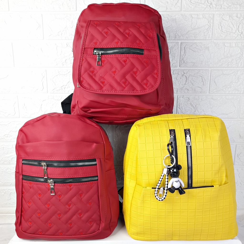 Tas Ransel Besar Wanita Backpack Polos Dan Bordir Bahan Nylon KT086 KT087 KT088 KT102 KT103