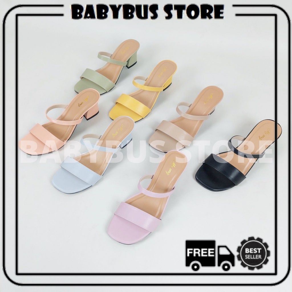 BBS MSH 07 Sandal High Heels Hak Tahu Tali Chunky Wanita Impor Murah