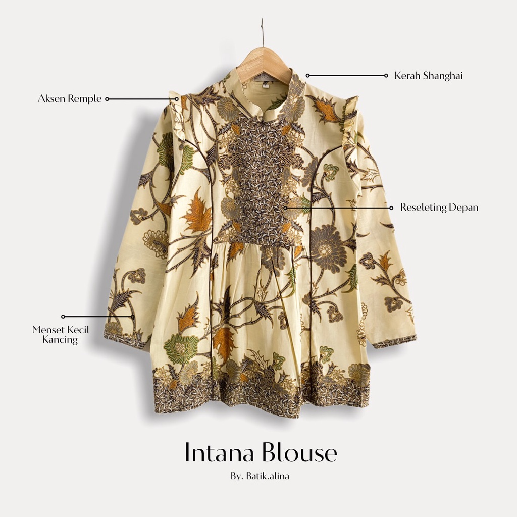 Batik Alina Intana Blouse Baju Batik Wanita Modern S M L XL XXL Atasan Batik Modern Batik Kerja