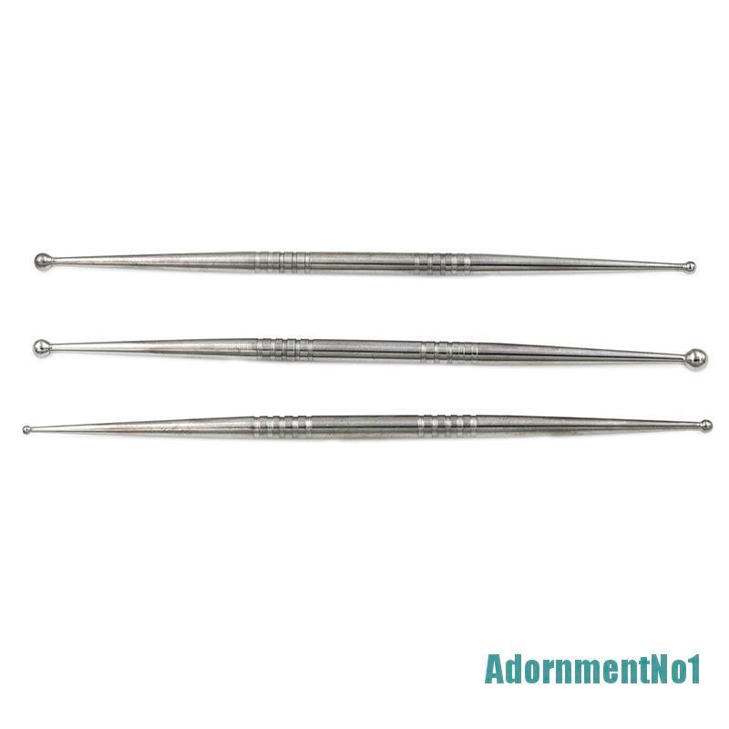 (AdornmentNo1) 3pcs / Set Alat Pahat Kepala Ganda Bahan Stainless Steel Untuk Tanah Liat