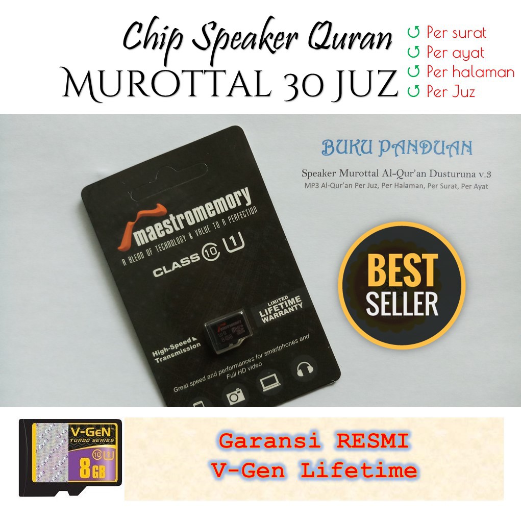 Chip Murottal 30 Juz Memori Speaker Al Quran Original