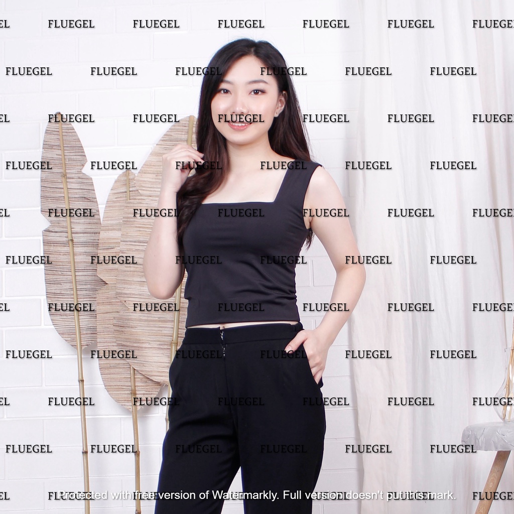 Fluegel Long Mia Crop Top Korea Fashion Atasan Wanita Tank Top Crop Fashion Wanita-5