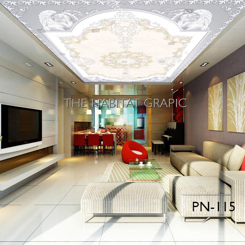 Wallpaper plafon 3d - Wallpaper plafon rumah mewah - Wallpaper plafon tema langit 3D