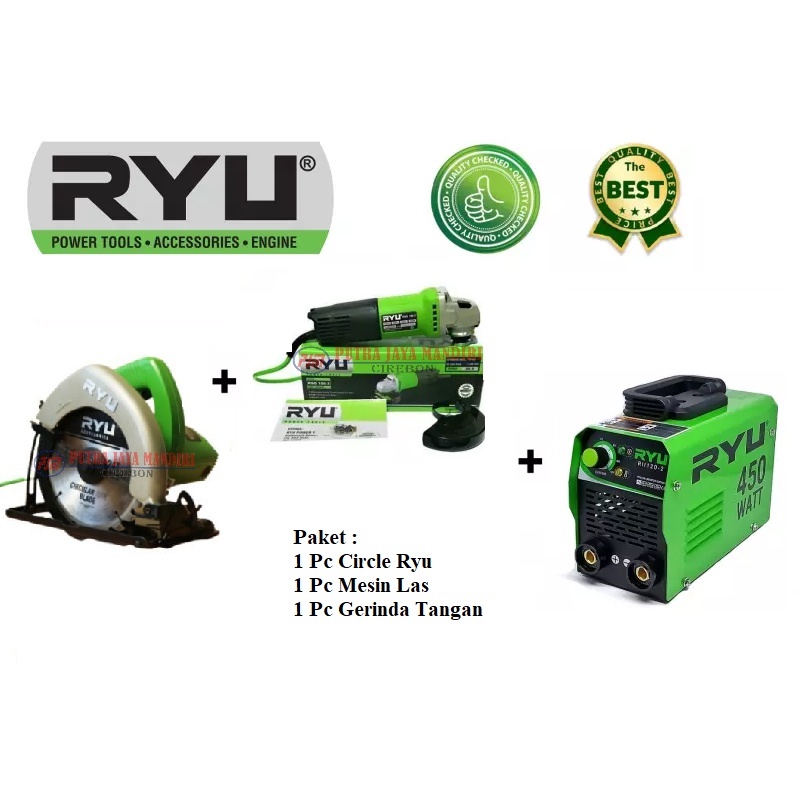 Paket Hemat Mesin las Ryu 450 Watt + Gerinda Ryu + Circle Ryu 7 inch