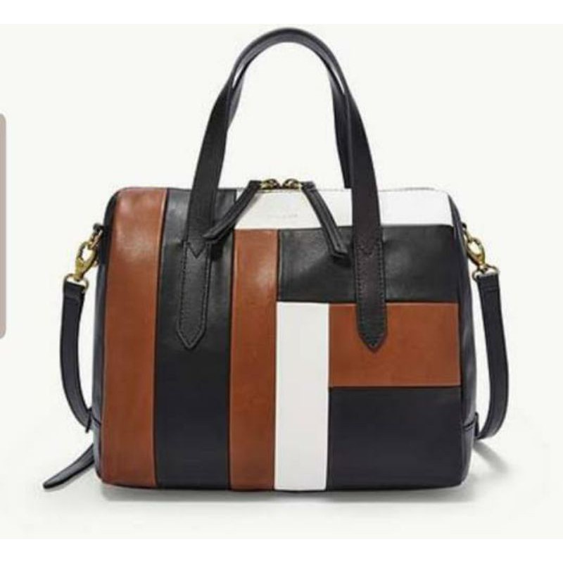 F o s s i l sydney satchel brown black multi