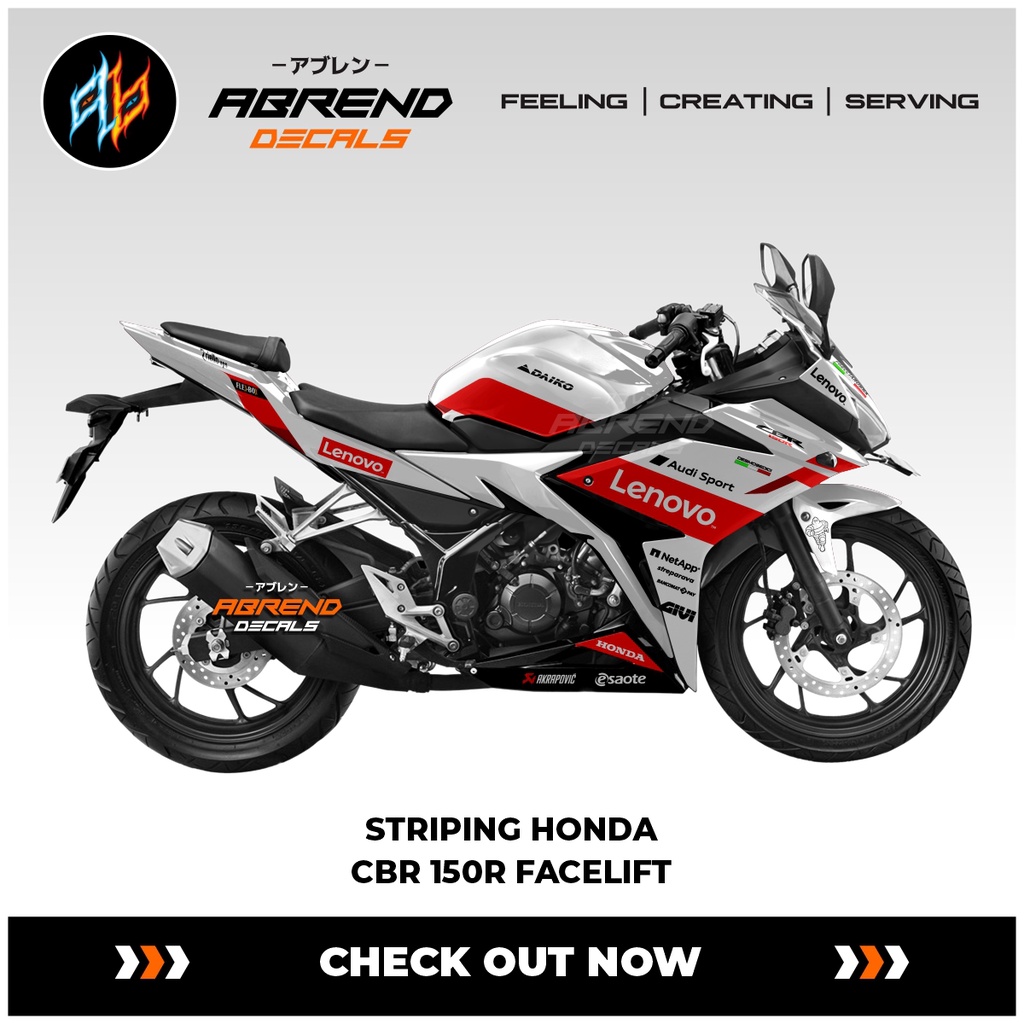 Striping Cbr 150 R Facelift Livery Ducati Lenovo / Stiker Motor Honda Cbr 150R /Stock Decals