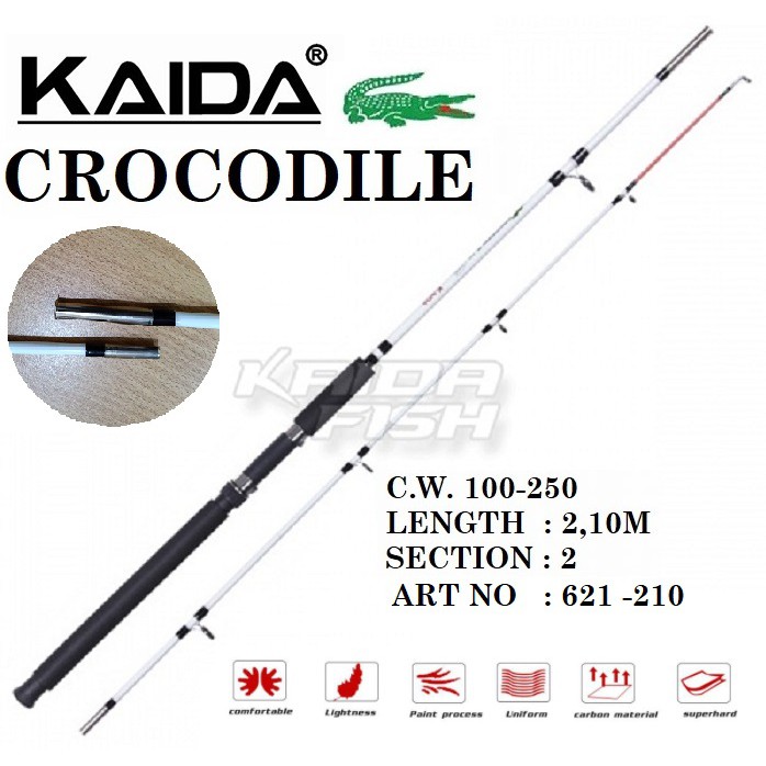 KAIDA CROCODILE 210 Fishing Rod Ultralight Weight, Joran Pancing Fiber Glass 2,4 M (621-210)