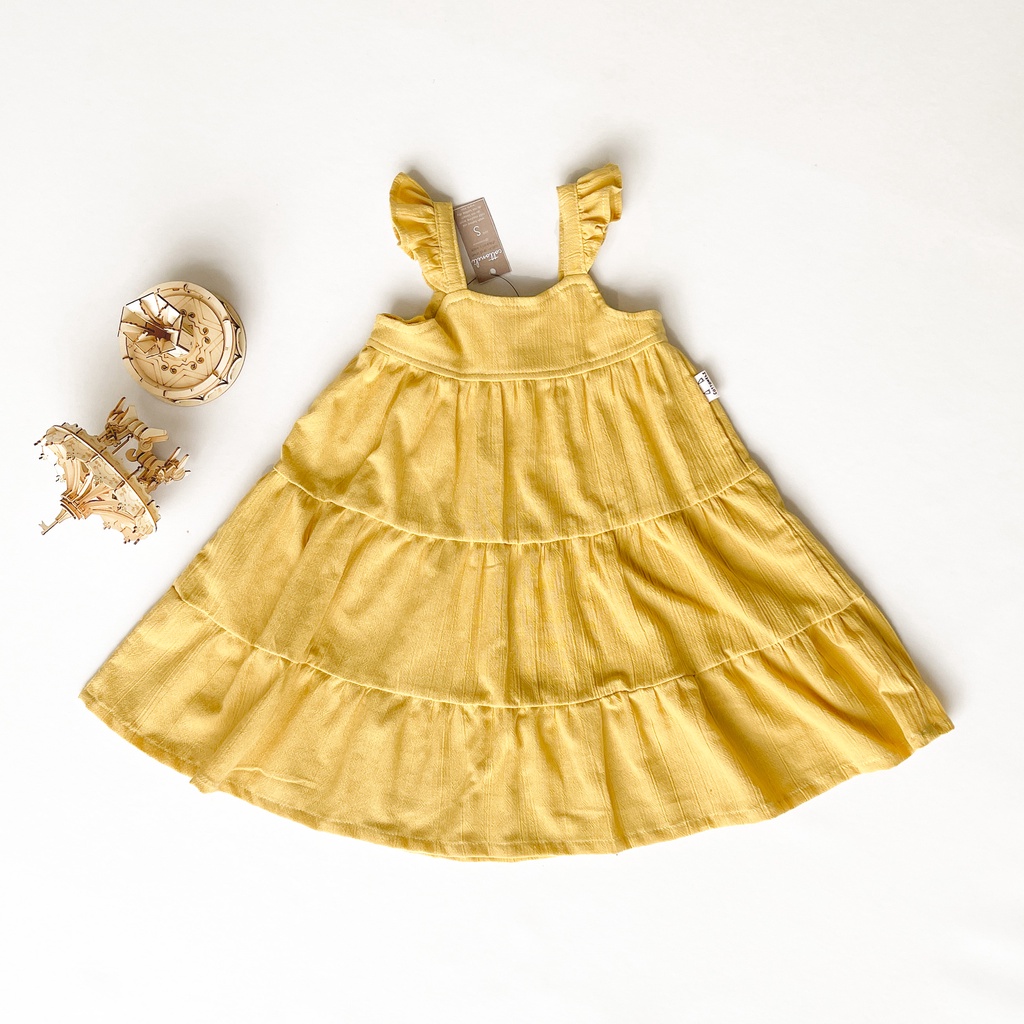 LILOU - Dress Anak Layer Tumpuk Linen Panjang