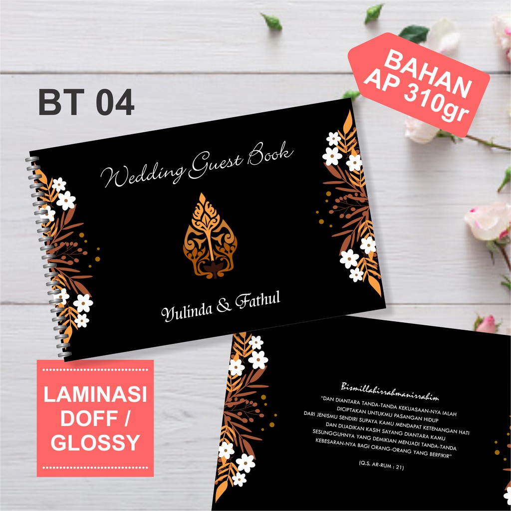 Buku Tamu Undangan Pernikahan Custom Foto Kertas Tebal Premium Murah