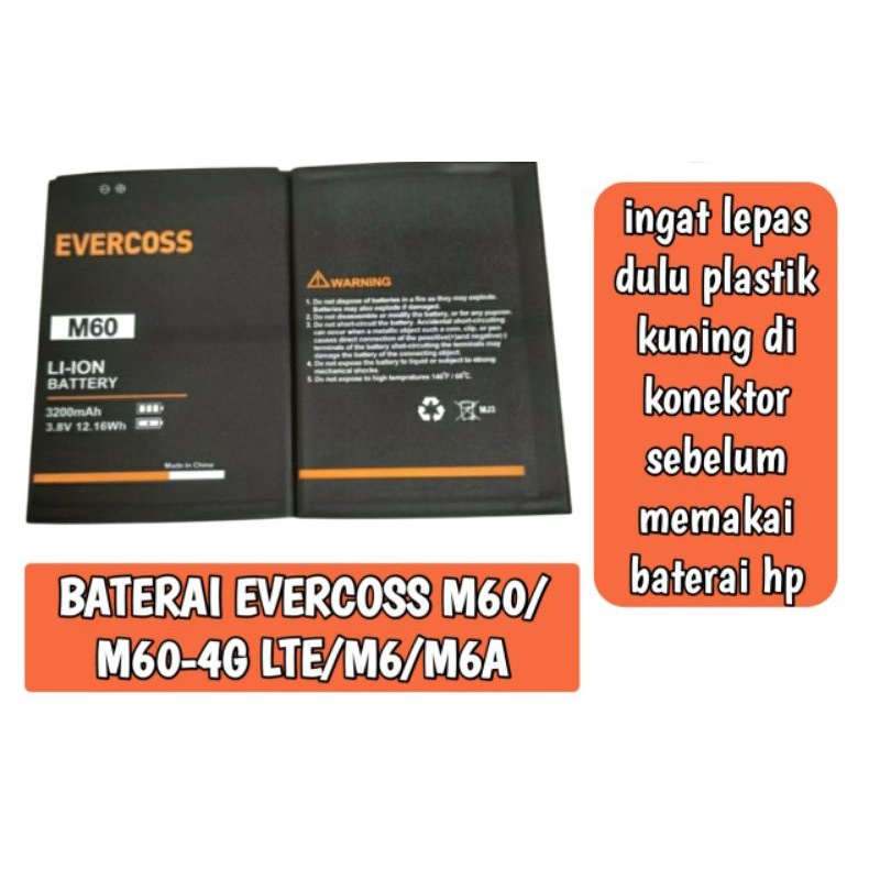 Battery Beter Batre Baterai Evercoss M60 M6A M6 U6C