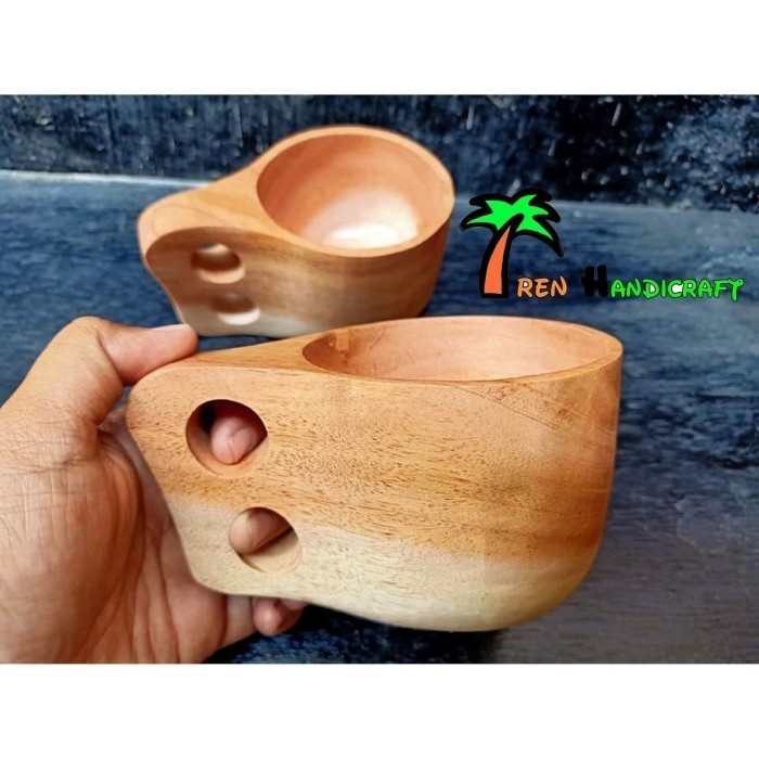 Gelas Kuksa Cangkir Kayu Mahoni Perlengkapan Makan Minum Alami Natural