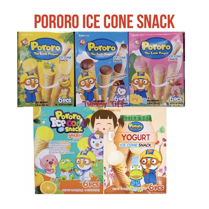 Pororo Ice Cone Snack Chocolate/Banana/Strawberry 54gr