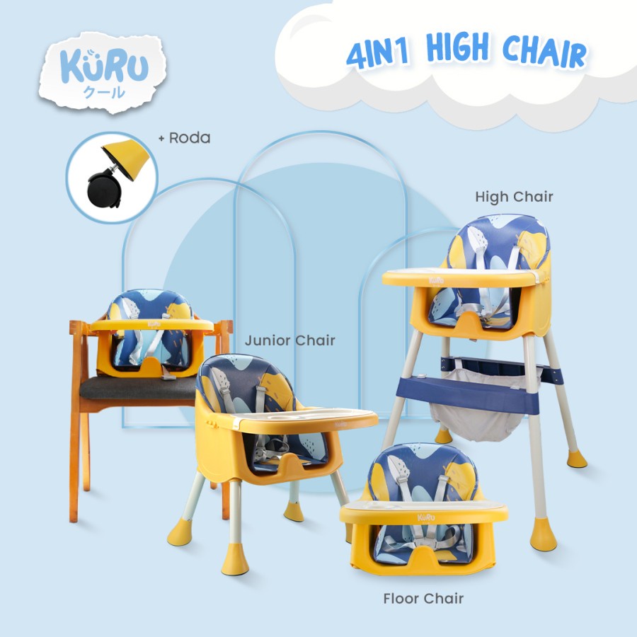 KURU 4in1 High Chair | Kursi Makan Bayi Leather Booster Low HC-201