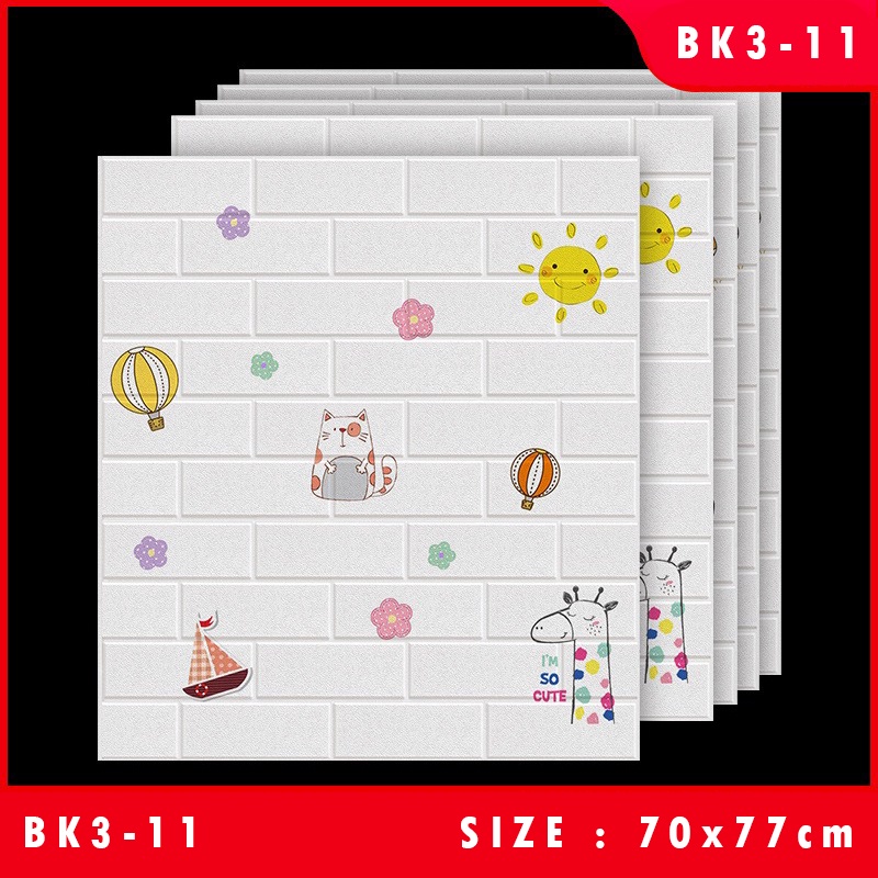Wallpaper Dingding 3D Foam Motif Batu Bata 70 x 77 CM Dekorasi Dinding Kamar  Murah-BK311 SO CUTE 3,5mm