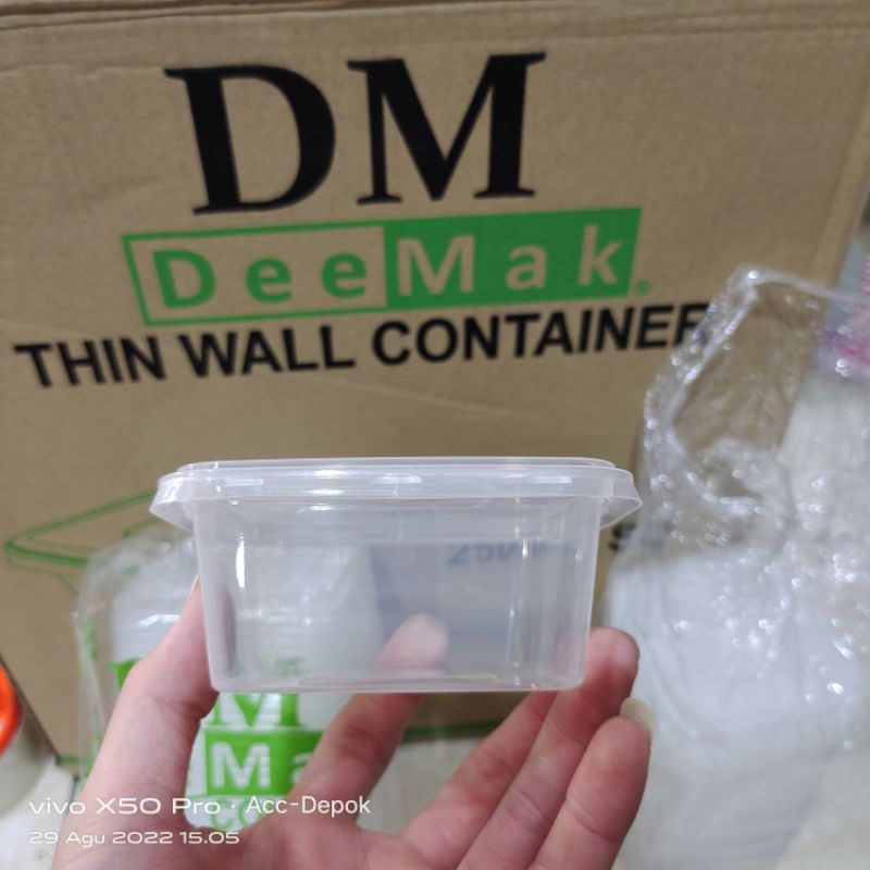 ISI 50 SET Thinwall DM Persegi Mini 250 ml - Wadah Plastik Square - FOOD CONTAINER SEGI EMPAT