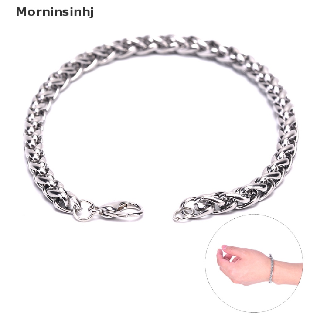 Gelang Rantai Bahan Stainless Steel Warna Silver Gaya Punk Untuk Pria