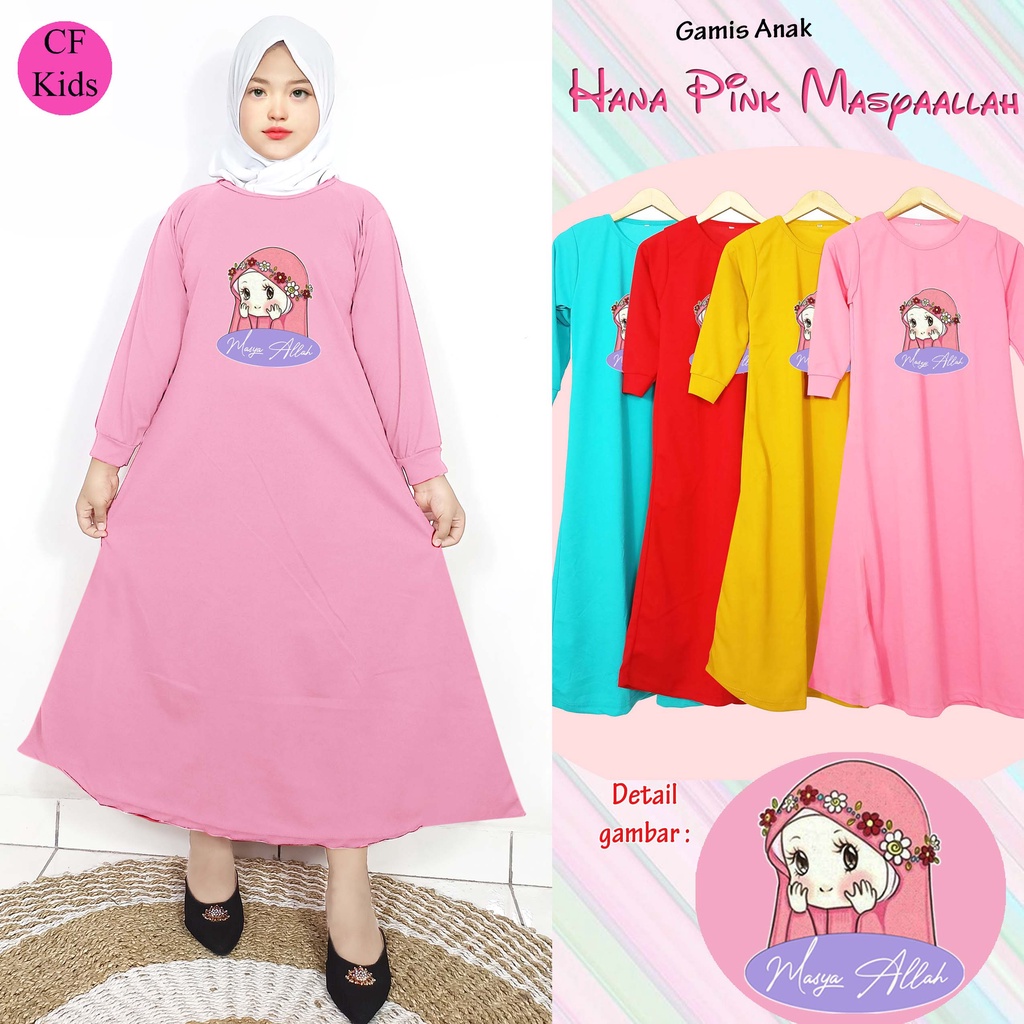 Gamis Anak Perempuan DTF Hana Pink Masya Allah CF Kids