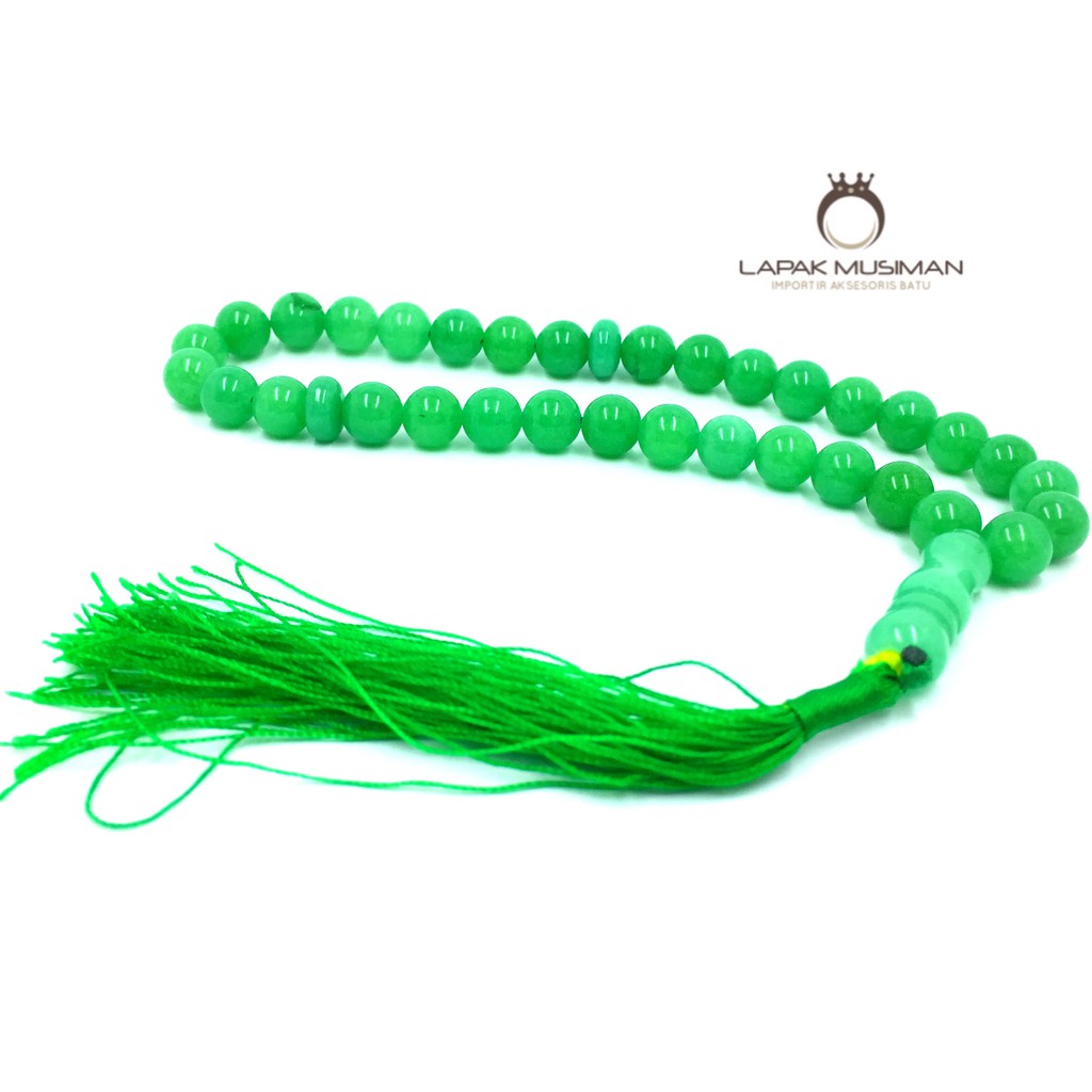 [Bayar di Tempat] Tasbih Batu Giok Hijau Asli Natural 33 Butir 8MM