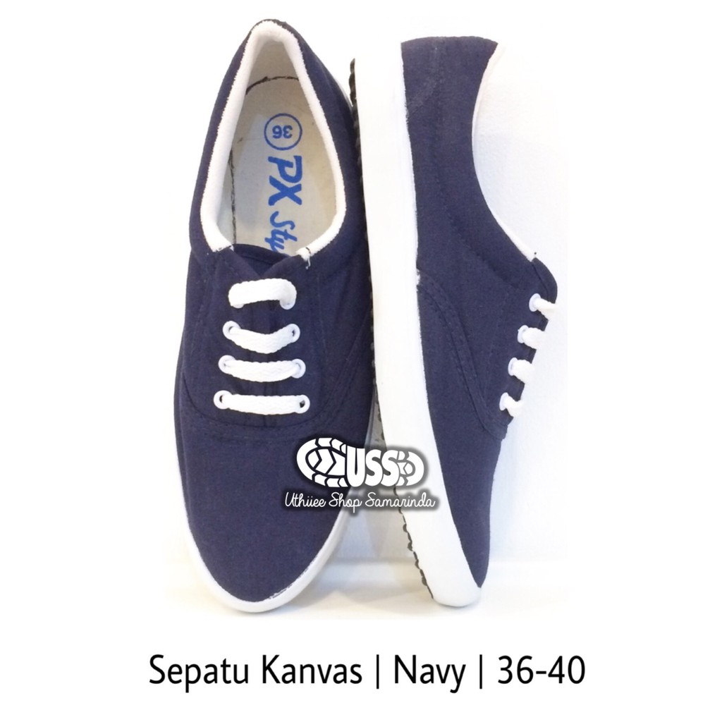 Sepatu Kanvas Polos Tali Px Style NAVY