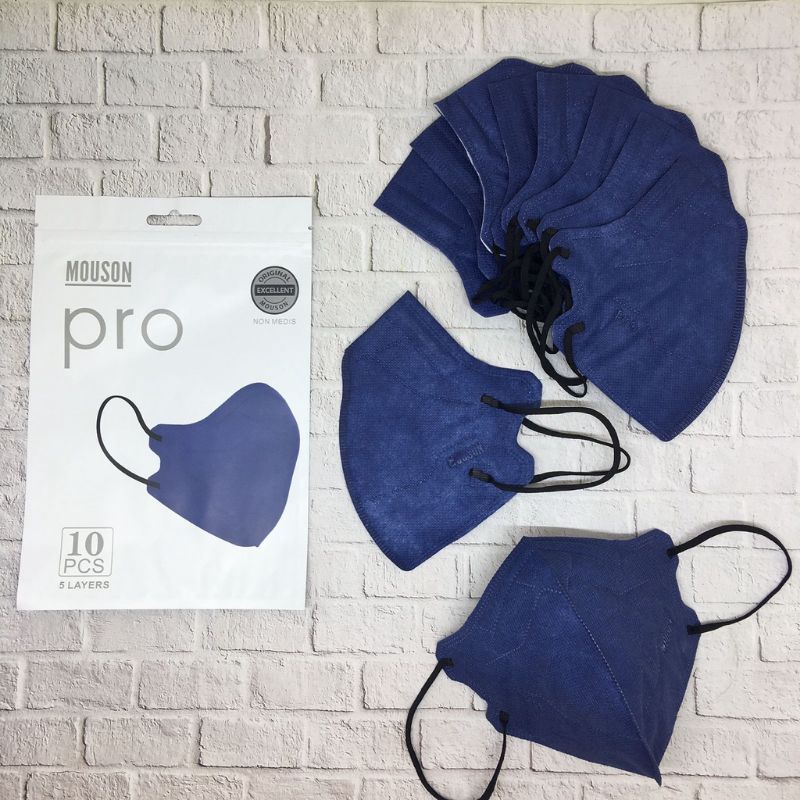 MASKER KN95 MOUSON PRO 5 PLY PREMIUM EMBOSS, NAVY (ISI 10PCS/PACK)