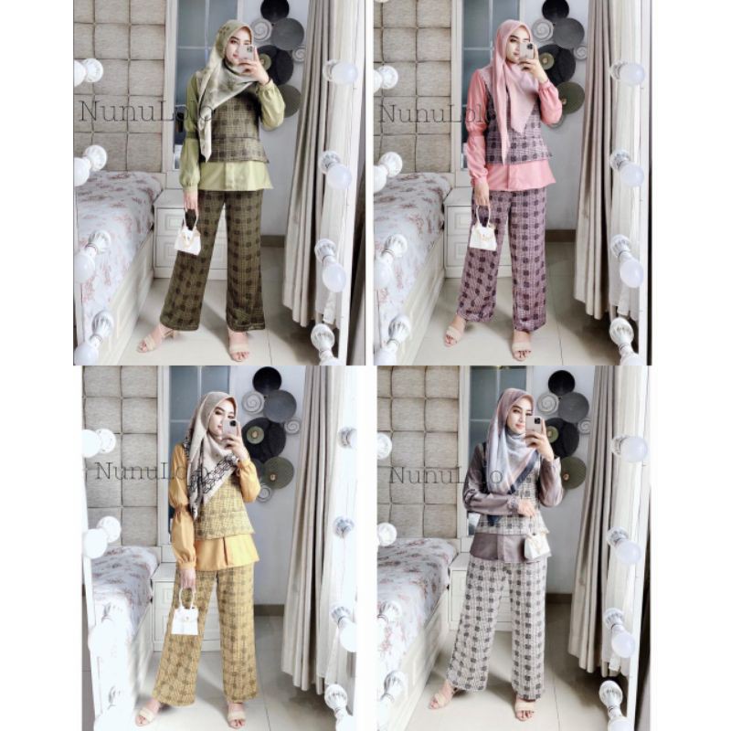 SET ONE SET SETCEL DAVINA SET KULOT BY NUNULOLO ORIGINAL